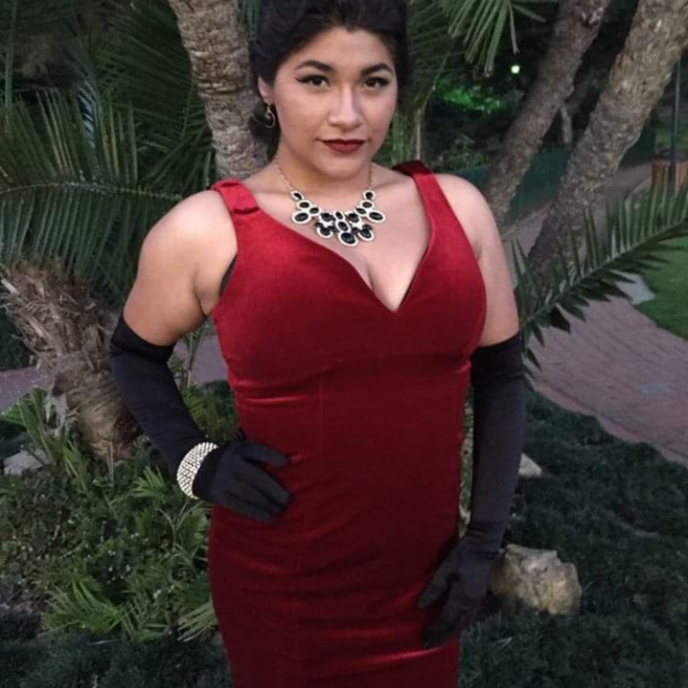 Vintage Inspired Red Velvet Gown